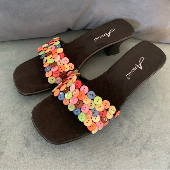 Annie Shoes - Annie Button slip on Sandals-NEW